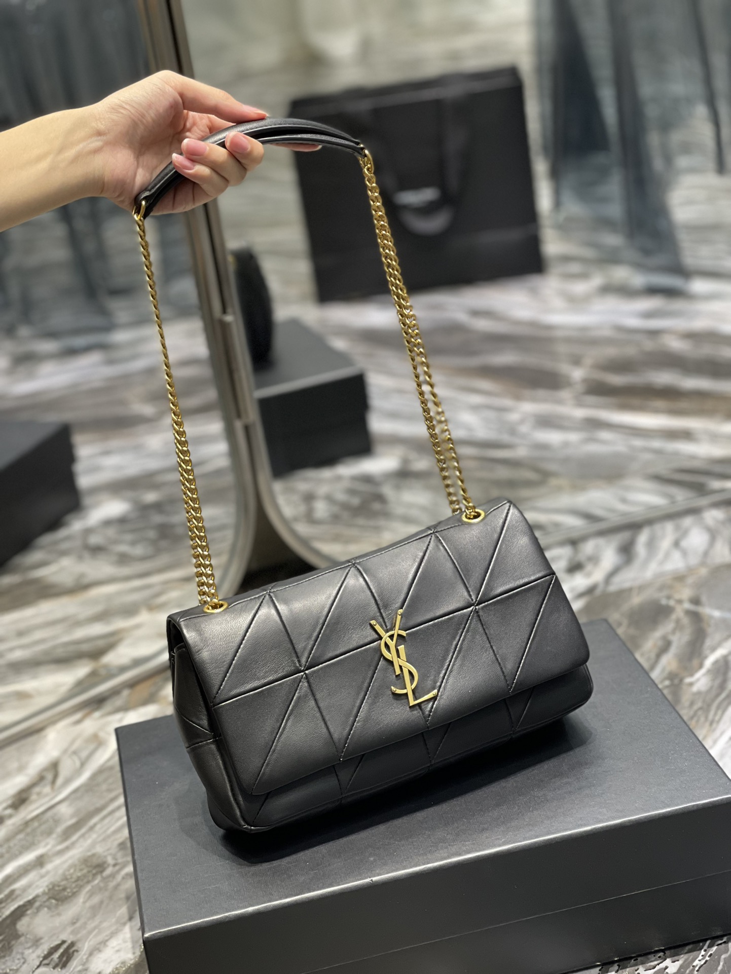 Ysl JAMIE Handbag 515821 Black-Gold